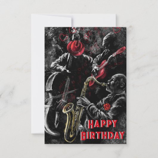 Jazz Music Band Musical Birthday Kaart (Voorkant)