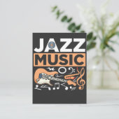 Jazz Music Guitarist Saxophonist Blues Musician Briefkaart (Staand voorkant)