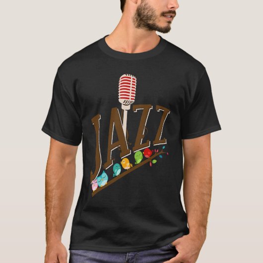 jazz music instrument microphone birds singing t-shirt (Voorkant)