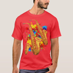 Jazz Music Instrument Saxophonist Colorful Saxopho T-shirt
