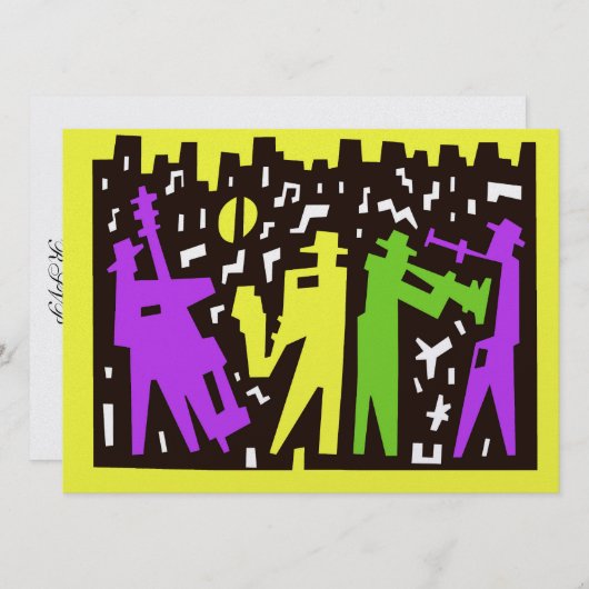 Jazz Music Invitation Kaart (Voorkant / Achterkant)