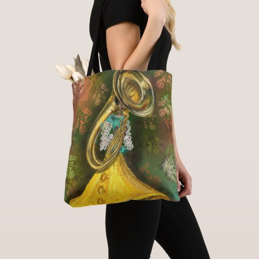 Jazz Music Lady Tuba Player Dance Canvas tas (Dichtbij)