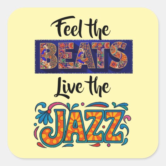 Jazz music lover vierkante sticker (Voorkant)