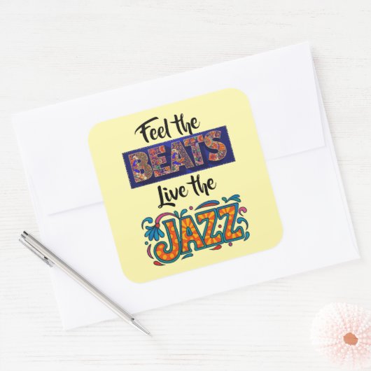 Jazz music lover vierkante sticker (Envelop)