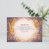 Jazz Music Mardi Gras Masquerade Bedankkaart (Staand voorkant)