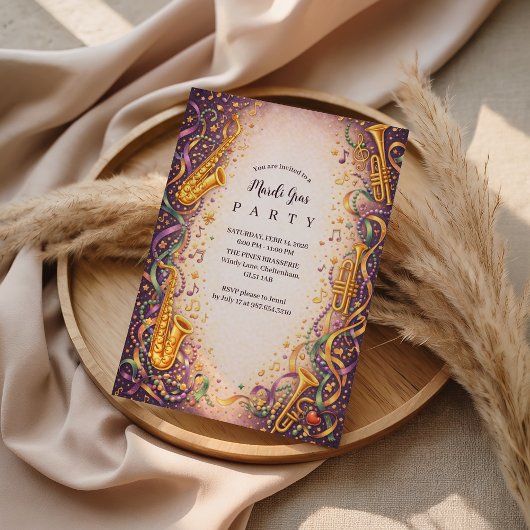 Jazz Music Mardi Gras Masquerade Kaart