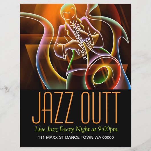 Jazz Music Musician Flyer Invitation (Voorkant)