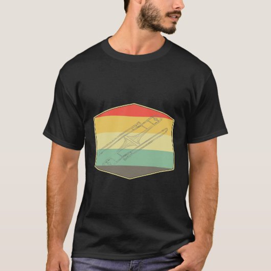 Jazz Music Retro Trombone T-Shirt (Voorkant)
