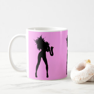 Jazz Music Saxo Girl Coffee Mok Uw kleur - Tekst