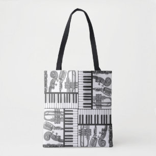 Jazz Musical Instruments Black and White Tas