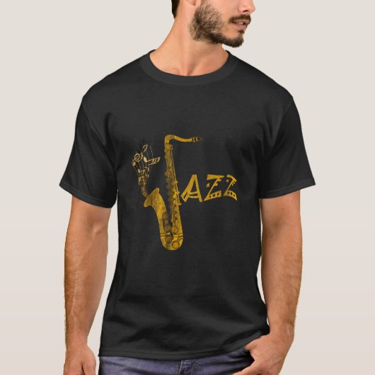 Jazz Musical Instrut Musician Saxophone T-shirt (Voorkant)