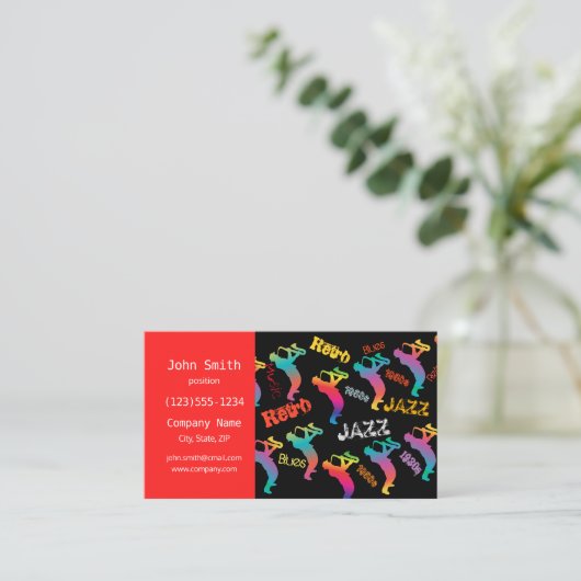 Jazz Musici Retro Music POP ART jaren 1930 - jaren Visitekaartje (Staand voorkant)