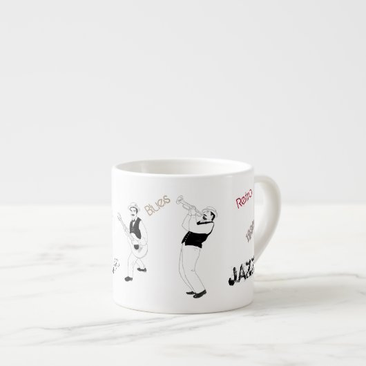 Jazz Musici Retro Muziek Blues  KUNST Espresso Kop (Voorkant rechts)