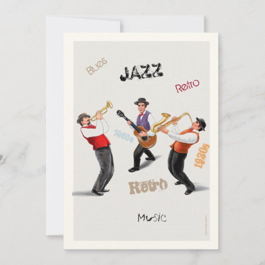 Jazz Musici Retro Muziek Blues Party ART Paint Kaart (Voorkant)