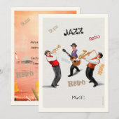 Jazz Musici Retro Muziek Blues Party ART Paint Kaart (Voorkant / Achterkant)