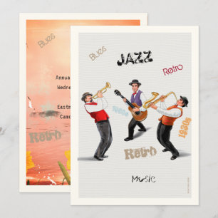 Jazz Musici Retro Muziek Blues Party ART Paint Kaart