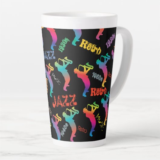 Jazz Musici Retro Muziek POP ART Rainbow Latte Mok (Rechterhoek)