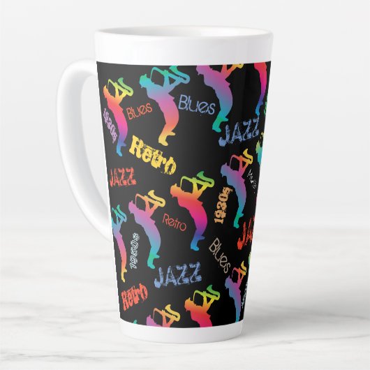 Jazz Musici Retro Muziek POP ART Rainbow Latte Mok (Linkerhoek)