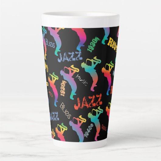 Jazz Musici Retro Muziek POP ART Rainbow Latte Mok (Voorkant)