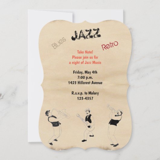 Jazz Musici Retro Muziek  Waterverf Kaart (Achterkant)