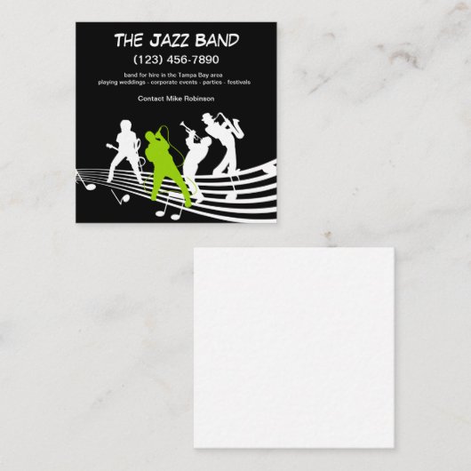 Jazz Musician Band for Hire Vierkante Visitekaartje (Voorkant / Achterkant)