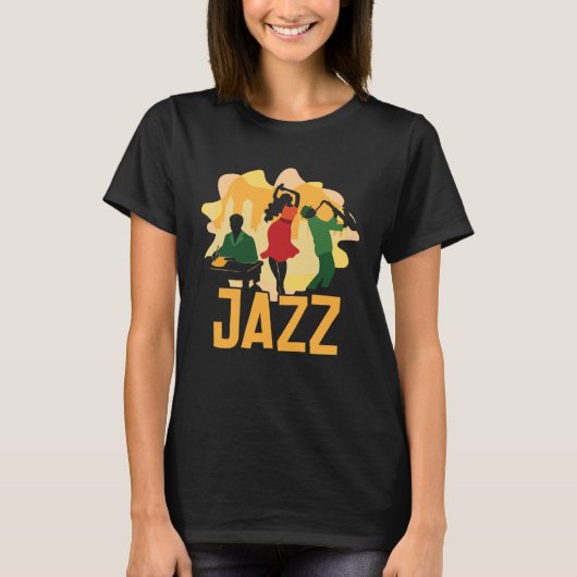 Jazz Musician Orchestra Saxophone Piano Trombone P T-shirt (Voorkant)