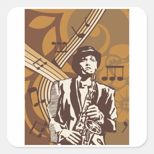 Jazz Musician Vierkante Sticker (Voorkant)