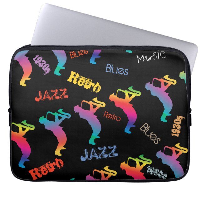 Jazz Musicians Retro Blues Music POP ART Laptop Sleeve (Voorkant)