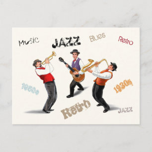 Jazz Musicians Retro Music Blues  ART Paint Briefkaart