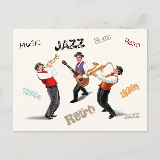Jazz Musicians Retro Music Blues  ART Paint Briefkaart (Voorkant)