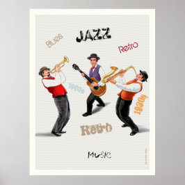 Jazz Musicians Retro Music Blues  ART Paint Poster