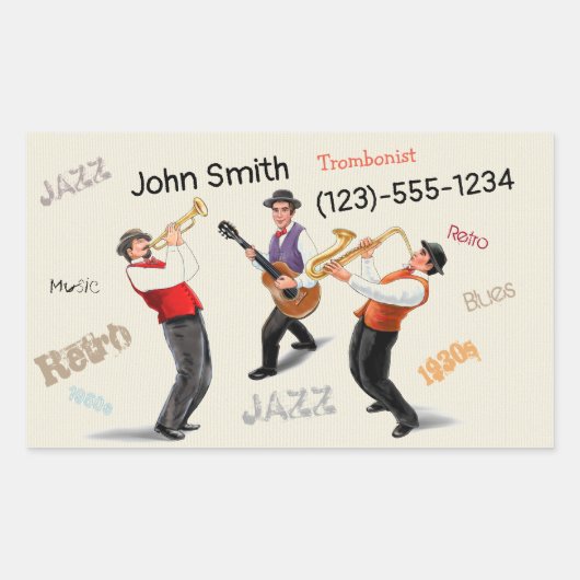 Jazz Musicians Retro Music Blues ART Paint Rechthoekige Sticker (Voorkant)