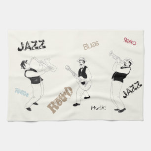 Jazz Musicians Retro Music Blues ART Paint Theedoek