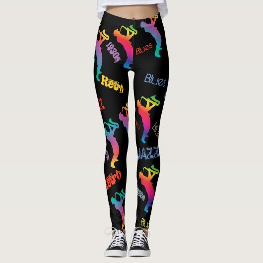 Jazz Musicians Retro Music Blues Pop ART Paint Leggings (Voorkant)