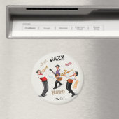 Jazz Musicians Retro Music Illustratie Magneet (Insitu (Vaatwasser))