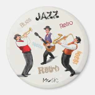 Jazz Musicians Retro Music Illustratie Magneet