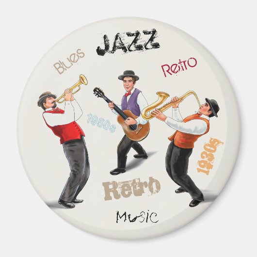 Jazz Musicians Retro Music Illustratie Magneet (Voorkant)