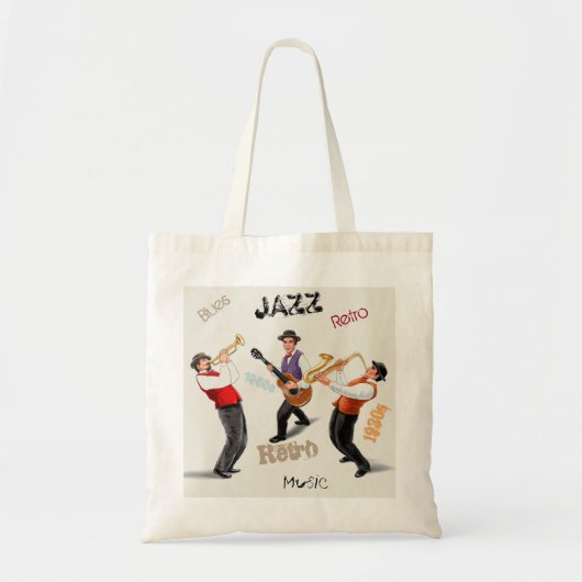 Jazz Musicians Retro Music Illustratie Tote Bag (Voorkant)