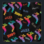 Jazz Musicians Retro Music POP ART Bandana<br><div class="desc">Jazz Musicians Retro Music POP ART Hand Drawn Illustration,  Jazz Band,  jaren 1930 - jaren 1950. Blues. Retro Muziek Saxofoon speler,  Gitaar speler,  Trombonist. Rainbow Heldere kleur. Abstracte Waterverf schilderij. Trendy Modern Design voor Accessoires,  Sjaals & Wraps,  Bandana's & Zakdoeken. Zomermuziekfeest,  reizen,  vakantie.</div>