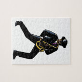 Jazz Musicien die Saxophone scratchboard spelen Legpuzzel (Horizontaal)
