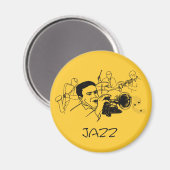 JAZZ musicus met trompet en muzieknoten Magneet (Voorkant / Achterkant)