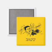 JAZZ musicus met trompet en muzieknoten Magneet (Voorkant / Achterkant)