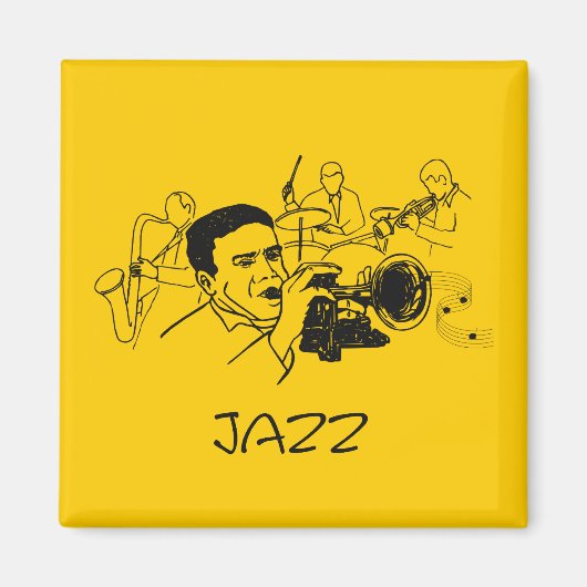 JAZZ musicus met trompet en muzieknoten Magneet (Voorkant)