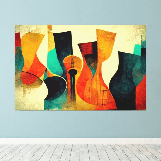Jazz muziek, Abstract, New Orleans, Modern, Jazz Canvas Afdruk (Insitu (Houten vloer))