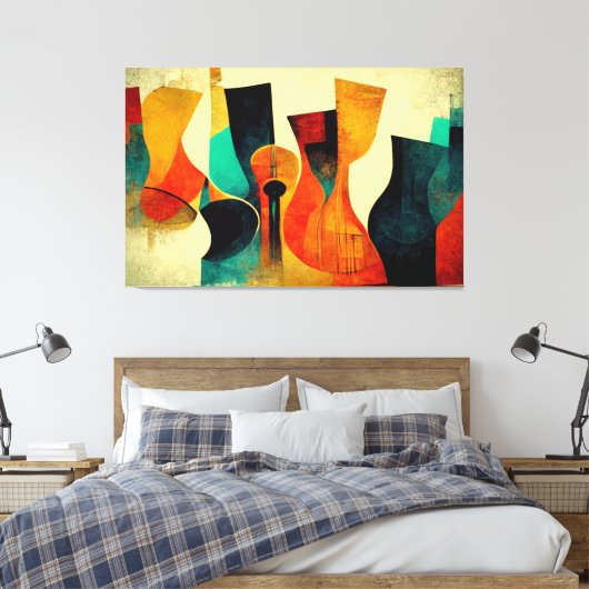 Jazz muziek, Abstract, New Orleans, Modern, Jazz Canvas Afdruk (Insitu (Slaapkamer))