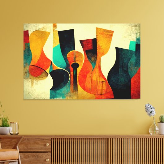 Jazz muziek, Abstract, New Orleans, Modern, Jazz Canvas Afdruk (Insitu (Woonkamer))