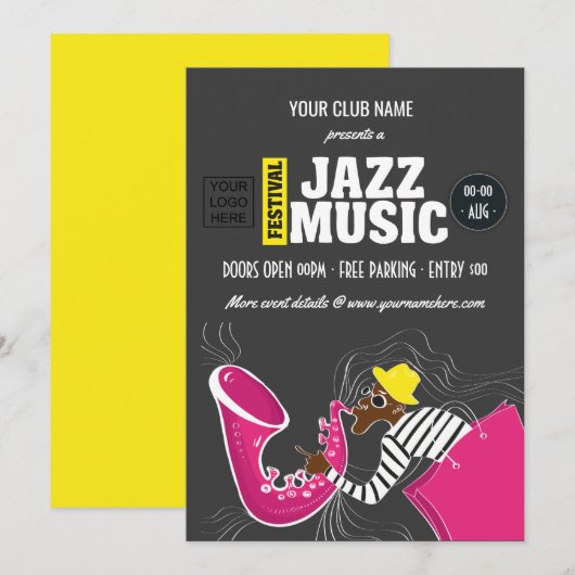 Jazz Muziek Festival Kaart (Voorkant / Achterkant)