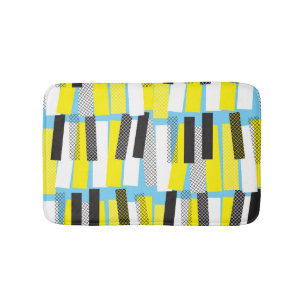 Jazz muziek, geel blauw geometrisch patroon. badmat