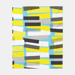 Jazz muziek, geel blauw geometrisch patroon. fleece deken