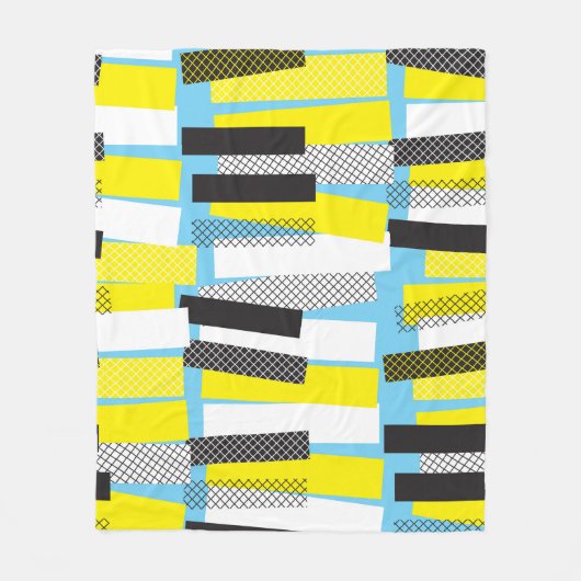 Jazz muziek, geel blauw geometrisch patroon. fleece deken (Voorkant)